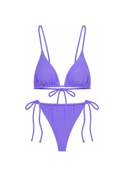 İpli Üçgen Bikini Takımı Lila