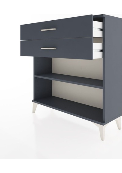 Arges Şifonyer Tek Raflı 2 Çekmeceli 88x30x96 Antrasit-antrasit Antrasit