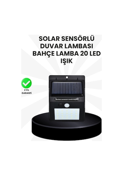Su Geçirmez Ip65 20 Led Solar Sensörlü Bahçe Veranda Aydınlatma