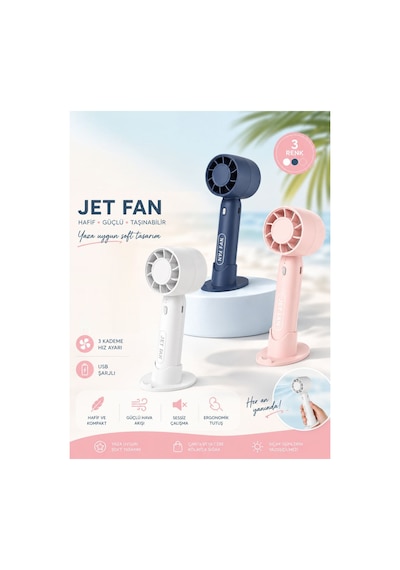 Şarjlı Mini Taşınabilir El Fanı Jet Fan Masa Fanı Soğutucu - Sessiz Usb Masaüstü Vantilatör 5898