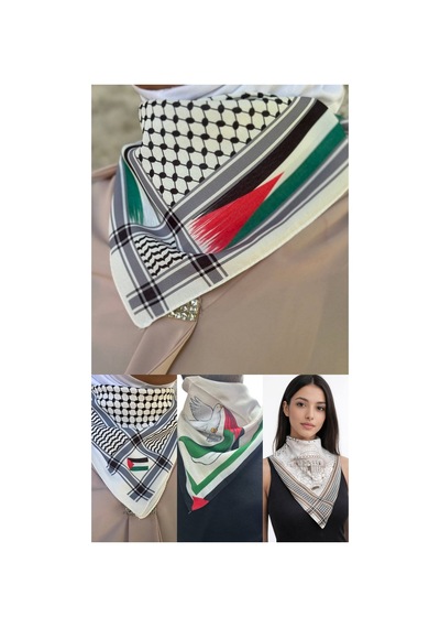 Aldaıyr 4 Adet Filistin Temalı Fular 50x50 Unisex Günlük Kullanıma Uygun Puşi Şal Kefiye Filistin Bayrak Çok Renkli 75765873