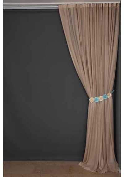 Sık Noktalı Model Vizon Renk Hazır Pileli Fon Perde 300x260