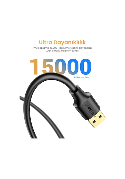 Ugreen Usb 3.0 Uzatma Kablosu, 50 Cm, Siyah, 30125