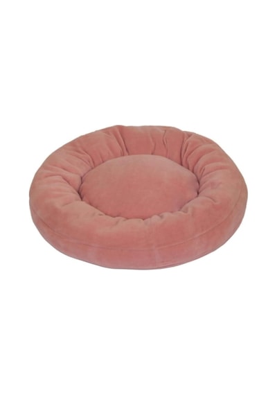 Kedi Ve Köpek Simit Yatağı 50 Cm Çap Polar Pembe-fuşya Açık Bej