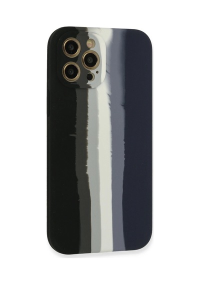 Newface - 438 - iPhone Uyumlu 12 Pro Kılıf Ebruli Lansman Silikon - Csmo-tex - - Siyah-lacivert
