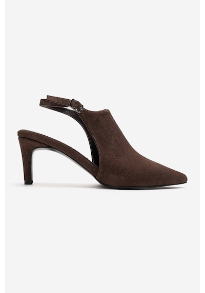 Luvishoes Rosalıe Kahverengi Süet Sivri Burunlu Kadın Topuklu Ayakkabı