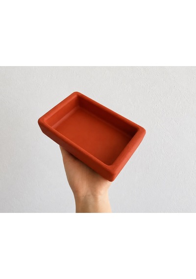 Dikdörtgen Model Beton Kedi Köpek Mama Ve Su Kabı 18 X 10,5 X 4,5 Cm - Kiremit