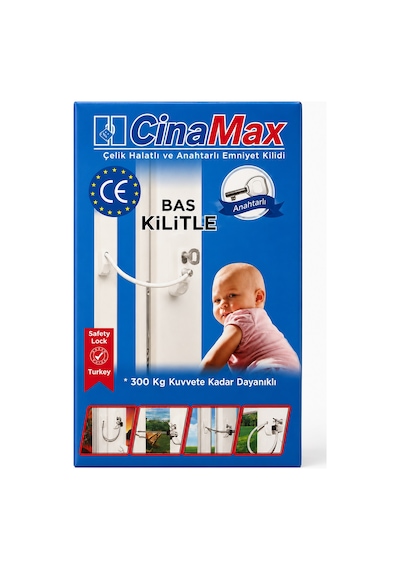 Titan Çelik Halatlı Pvc Kapı Pencere Emniyet Çocuk Güvenlik Kilidi Anahtarlı 1 Adet