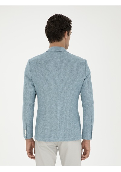 Cacharel Aqua Slim Fit Keten Karışımlı Ceket Mavi