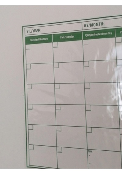 Duvara Kendiliğinden Manyetik Yapışan Aylık Program Planlayıcı Takvim 85 X 56 Cm Şeffaf