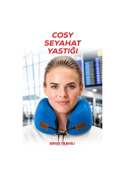 Viscofoam Cosy Ortopedik Seyahat Yastığı Visco Boyun Destekli Seyahat Yastığı - Mavi | Ergo Travel