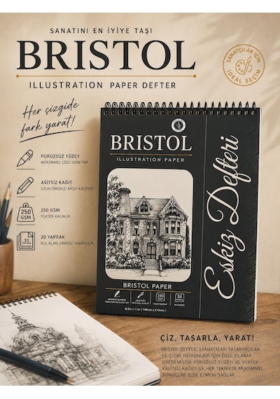 Dreamart Galery Bristol Çizim Defteri Illustration Paper 250 Gsm 20 Yaprak Profesyonel Eskiz Ve İllüstrasyon Defteri-a5