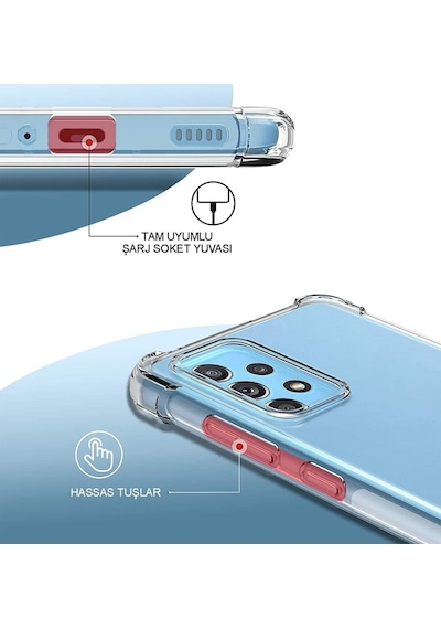 Samsung Galaxy A10s Uyumlu Köşe Korumalı Antişok Kapak Geometrik Şekiller Tasarımlı Şeffaf Kılıf