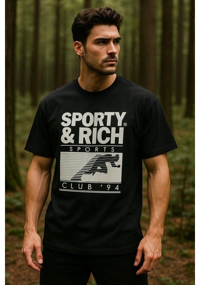 Rich Erkek Basic T-shirt Oversize Rahat Kalıp %100 Pamuk Bisiklet Yaka Kısa Kollu Tişört SIYAH