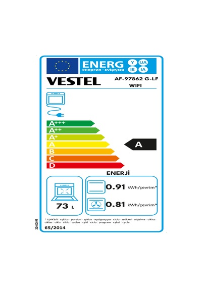 Vestel AF-97862 G-LF WIFI 73 LT Ankastre Fırın