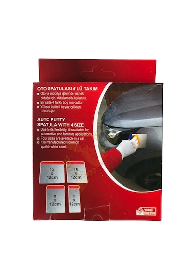 İzmir Fırça Oto Spatula Takımı - 5-8-10-12 X 12 Cm. - 4 Parça Set