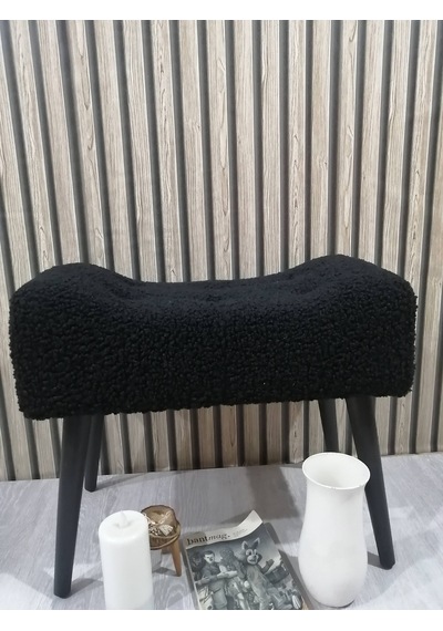 Puf Ahşap Ayak, Çima Dikiş Pelüş Teddy Kumaş