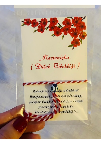 Marteniçka Dilek Bilekliği Kartlı Ve Ambalajında 25 Adet Olarak Beyaz - Kırmızı