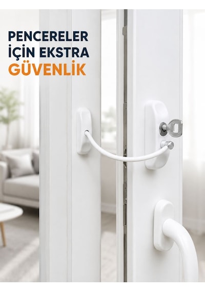 Anahtarlı Pencere Güvenlik Aparatı Esnek Kablolu Pencere Açılma Sınırlayıcı Kilit