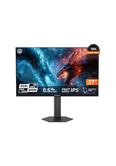 Gamebooster Gb-27a1h480fufsc Atlas Dual Fu48 27'' 4k Uhd 240hz - Fhd 480hz Fast Ips 0.5ms 2 Hdmı + 2 Dp Hdr400 Hoparlörlü Pivot Flat Gaming