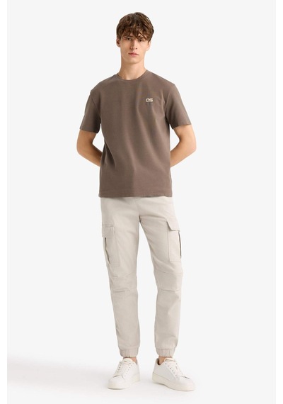 Defacto Regular Fit Bisiklet Yaka Baskılı Kısa Kollu Tişört F3472ax25aubn571 Kahve