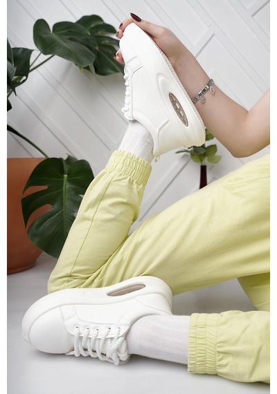Nesilshoes Nesil Shoes Dvm 5750 Beyaz Havalı Taban Kadın Sneakers