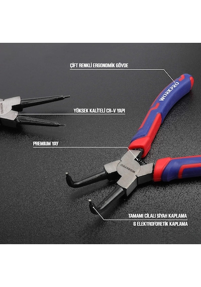 Workpro Wp231153 180mm Cr-v Eğri Uçlu Yaylı Profesyonel Dış Segman Pensesi
