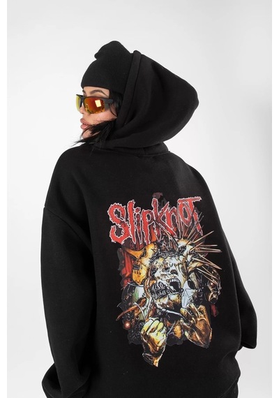 Startmore Slipknot Sırt Baskılı Beyaz Oversize Unisex Siyah