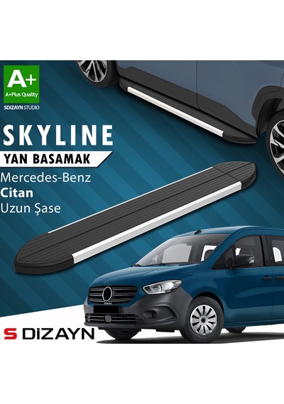 S-dizayn Mercedes Citan Uzun Şase Skyline Aluminyum Yan Basamak 223 Cm 2012-2021 A+ Kalite