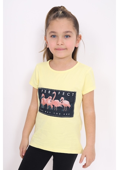 Toontoy Kids Toontoy Kız Çocuk Flamingo Baskılı Tişört Sarı