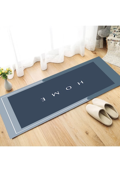 Dijital Kaymaz Yıkanabilir Mutfak Banyo Salon Paspas Halısı Trend Modern Al4001 Indigo