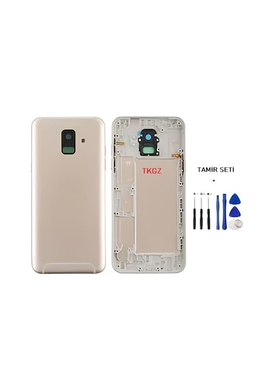 Samsung Galaxy Uyumlu A6 - Sm-a600f Full Kasa Arka Kapak Takım Gold - Tamir Seti