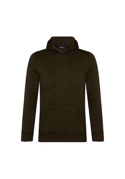 Süvari Kapüşonlu Yaka Regular Kalıp Düz Koyu Yeşil Sweatshirt Koyu Yeşil