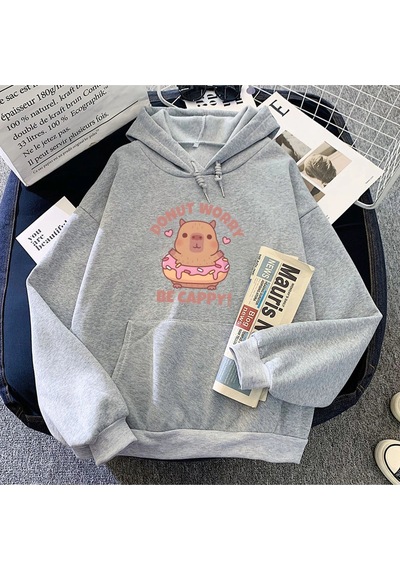 Startmore Gri Capybara Endişelenmeyin Cappy Sudaderas Con Capuchasıcak Gri
