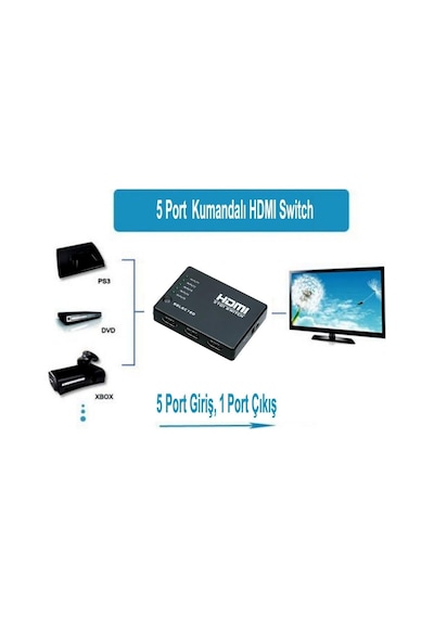 5 Port Kumandalı Full Hd 1080P 3D Uyumlu Hdmi Switch Ep-501R