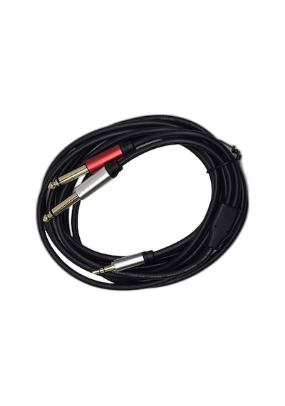 3 Metre 3.5 Mm To 2 X 6.35 Mm Ses Kablosu - Aux To Çivi Jak Mikser Ve Amfi Bağlantı Kablosu