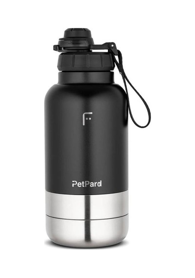 Fakir Petpard 3 İn 1 Kedi & Köpek Mama Kapları Ve Paslanmaz Çelik Termos, 1 Litre, Siyah