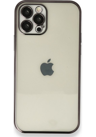Apple Uyumlu iPhone 12 Pro Kılıf Kamera Lens Korumalı Parlak Silikon Kapak Ryc/razer Lens - Siyah Siyah