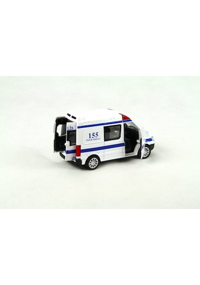 Vardem Sesli Işıklı 14 CM Çek Bırak Metal Polis Arabası