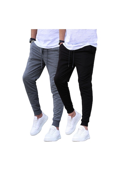 Madmext Siyah/antrasit Paçası Lastikli 2'li Paket Erkek Eşofman Altı E7446 Antrasit/siyah
