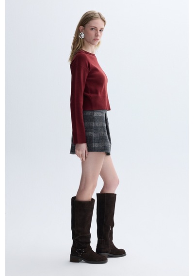 Mudo Kadın Kadın Bordo Loose Fit Bisiklet Yaka Kazak 1263228