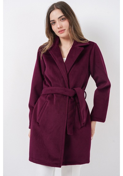 Bigdart Kadın Kuşaklı Kaban 9171 - Bordo