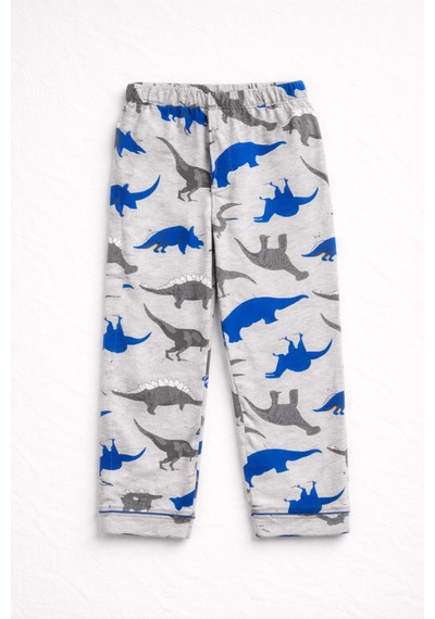 Beka Kids Desenli Uzun Kollu Önden Düğmeli Gömlek Yaka Erkek Çocuk Pijama Takımı Ve Göz Bandı Gri