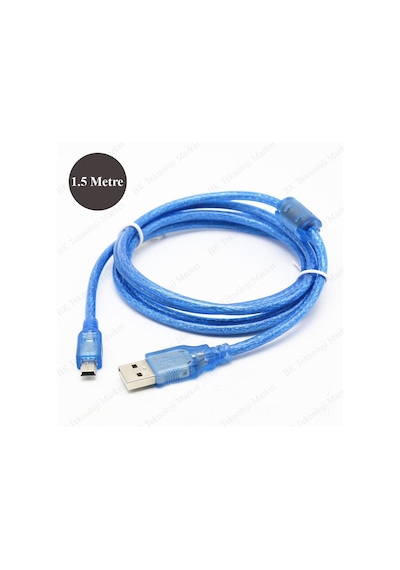 Mini Usb 5 Pin Fitreli V3 Şarj Data Kablosu - 1.5 Metre