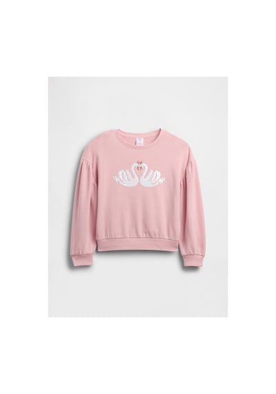 Gap Kız Çocuk Relaxed Flippy-sequin Grafikli Sweatshirt Pembe