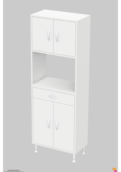 Arda 55 Cm 4 Kapaklı 7 Raflı Ve Çekmeceli Çok Amaçlı Banyo Dolabı 55 Cm
