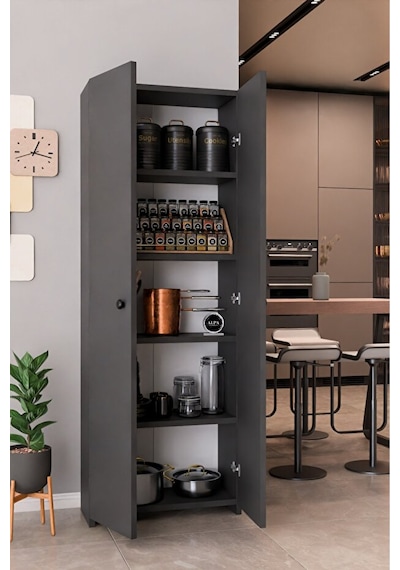 150 Cm 2 Kapaklı 5 Raflı Çok Amaçlı Mutfak Dolabı Kiler Düzenleyici Organizer Ve Erzak Dolabı Antrasit 150 Cm 2 Kapaklı 5 Raflı Çok Amaçlı Mutfak Dolabı Kiler Düzenleyici Organizer Ve Erzak Dolabı Antrasit