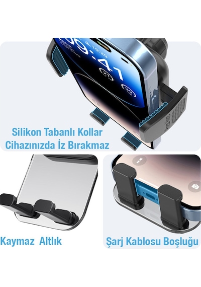 Araç İçi Telefon Tutucu Araba Havalandırma Tip Mekanik Kurmalı