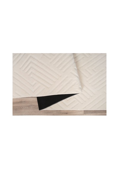 Plato Halı Opqo Ekselans Premium Oturma Odası, Salon, Antre Yıkanabilir Polyester Kaymaz Taban Krem Halı