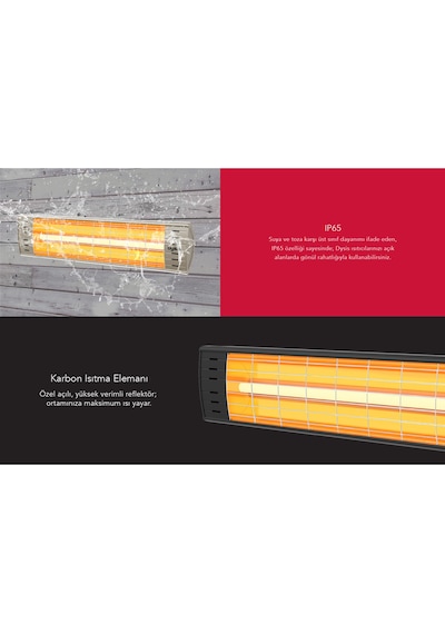 Dysis DH-7486 Art Plus Karbon Serisi IP65 Suya-Toza Dayanıklı 2300 W Bej İç/Dış Mekan Isıtıcı